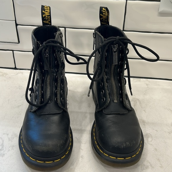 Dr. Martens 1460 Front Zipper Boot - Black Leather Grunge Gothcore Women's 6 - Picture 5 of 16